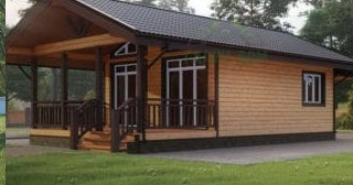 Проект одноэтажного дома из бруса с террасой - Строительство в Камне-на-Оби от Строй-Кно от 136513 руб.